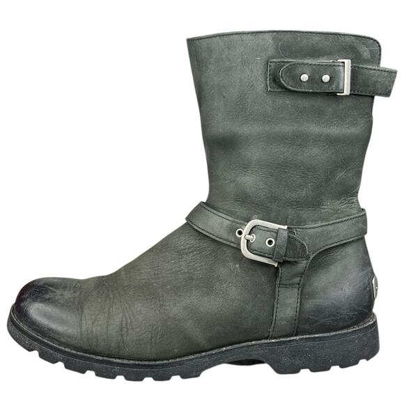 UGG Women’s Grandle Green Leather Shearling Lined Winter Boot Size US 8 - Picture 3 of 11